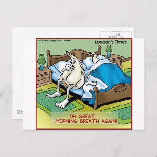 朝のニンニクの息を吐きおもしろい出す漫画のギフト ポストカード (正面/裏面)
