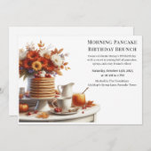 朝のパンケーキ誕生日ブランチ | のんびりとした週末 招待状 (正面/裏面)