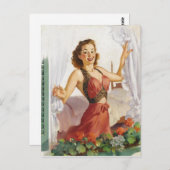 朝のピンアップ ポストカード (正面/裏面)