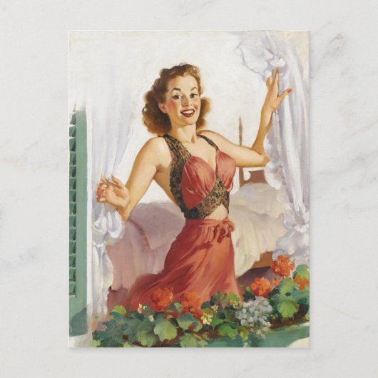 朝のピンアップ ポストカード (正面)