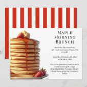 朝のブランチ | パンケーキ & メープル シロップ あったかい秋 招待状 (正面/裏面)