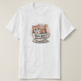 「朝のプリンが可愛いコーヒー好き Tシャツ