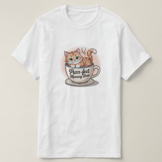 「朝のプリンが可愛いコーヒー好き Tシャツ (デザイン正面)