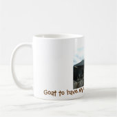 朝のマグの私のコーヒーを食べるヤギ コーヒーマグカップ (左)