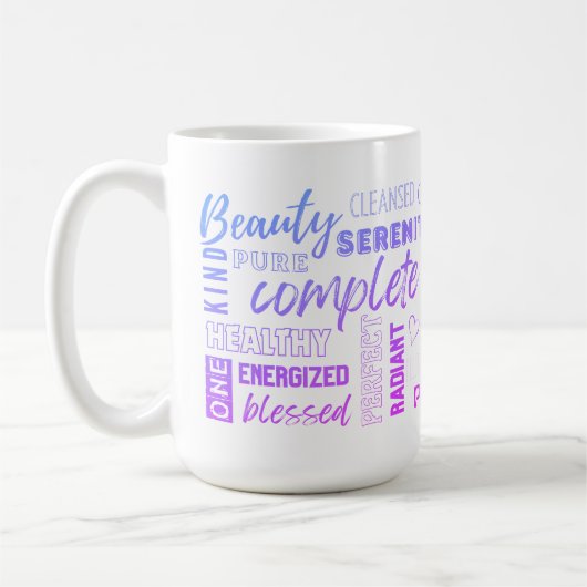 朝のマントラ私は高感動的Vibe言葉 コーヒーマグカップ (左)