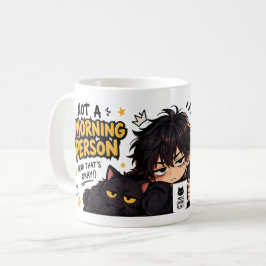 朝の人じゃないコーヒーちび猫の面白いデザイン コーヒーマグカップ