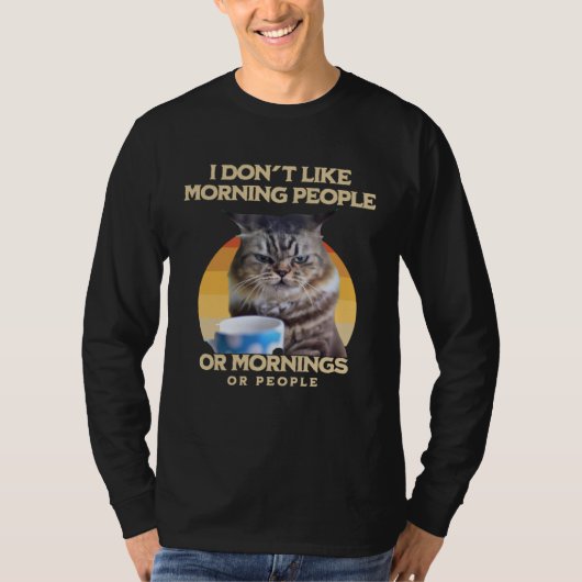 朝の人と朝と人が嫌いなコーヒー Tシャツ (正面)