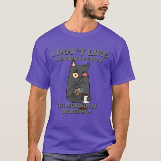 朝の人と朝と人が嫌いコーヒー Tシャツ (正面)