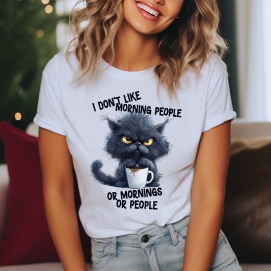 朝の人嫌いなグリム猫 Tシャツ