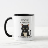 朝の人嫌いの黒猫マグカップ マグカップ (左)