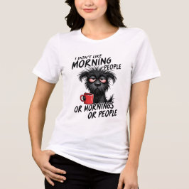 朝の人嫌い - グランピーな犬のコーヒー トライブレンドTシャツ