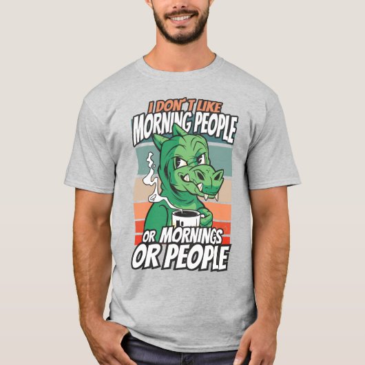 朝の人、朝、人が嫌い Tシャツ (正面)