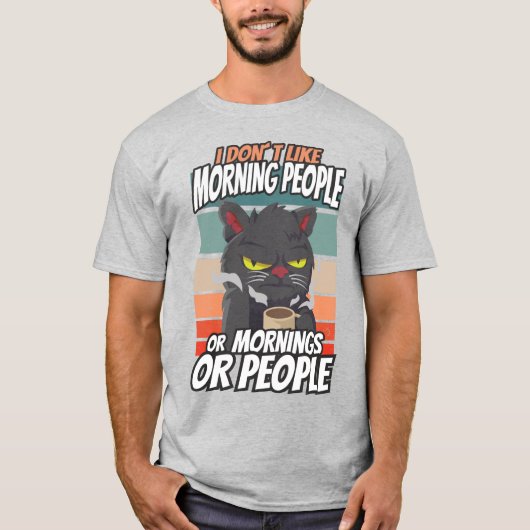 朝の人、朝、人が嫌い Tシャツ (正面)