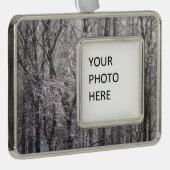 朝の光で輝く氷の森II シルバープレートフレームオーナメント (右)
