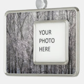 朝の光で輝く氷の森II シルバープレートフレームオーナメント (左)