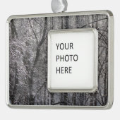 朝の光の輝く氷の森I シルバープレートフレームオーナメント (左)