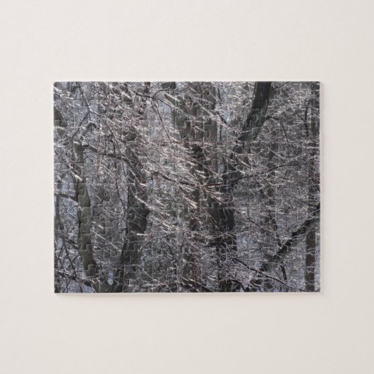 朝の光の輝く氷の森I ジグソーパズル (横)