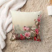 朝の光、ピンクのコスモスの咲く。 クッション (ブランケット)