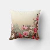 朝の光、ピンクのコスモスの咲く。 クッション (裏面)