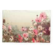 朝の光、ピンクのコスモスの咲く。 枕カバー (裏面)