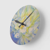 朝の光|白いピーニー水色絵画の ラウンド壁時計 (傾斜)