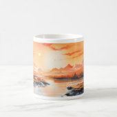 朝の夏と川と太陽 コーヒーマグカップ (中央)