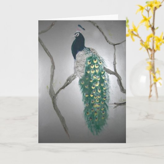 朝の孔雀 カード (黄色い花)