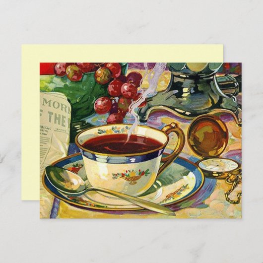 朝の定期的な退職の招待状の静物画 招待状 (正面/裏面)