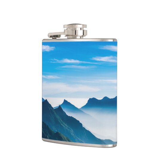 朝の山の霧の風景 フラスク (左)