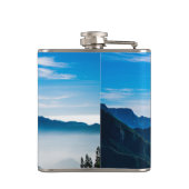 朝の山の霧の風景 フラスク (裏面)