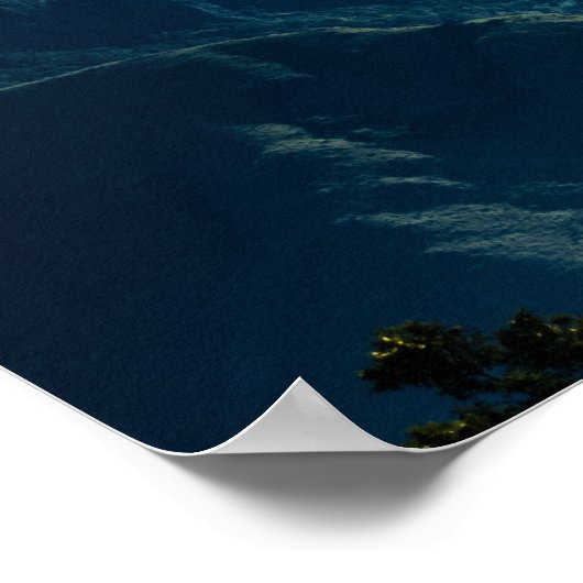 朝の山の霧の風景 ポスター (角)