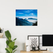 朝の山の霧の風景 ポスター (ホームオフィス)