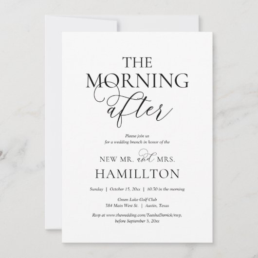 朝の後、ポストのブ結婚ランチお祝い 招待状 (正面)