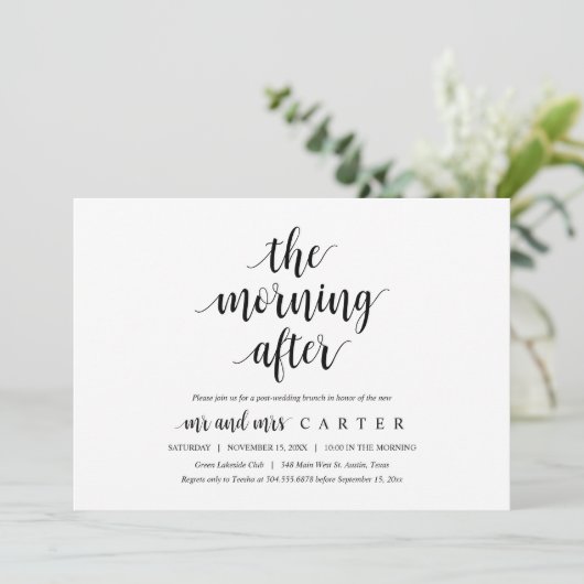 朝の後、ポストのブ結婚ランチ招待状 招待状 (スタンド正面)