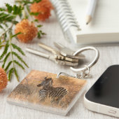 朝の日の出の写真に写るゼブラフォール キーホルダー (正面右)