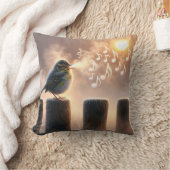 朝の日差しで歌う鳥 クッション (ブランケット)