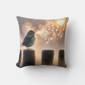 朝の日差しで歌う鳥 クッション (正面)