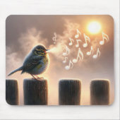 朝の日差しで歌う鳥 マウスパッド (正面)