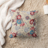 朝の日本の栄光の花柄ベージュ クッション (ブランケット)