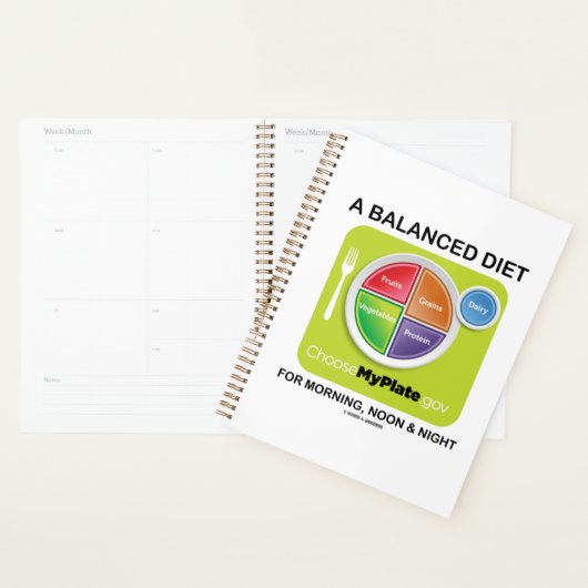 朝の昼と夜のMyPlateのためのバランスの取れたダイエット プランナー手帳 (ディスプレー)