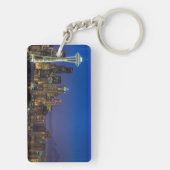 朝の時間のシアトルのスカイラインのイメージ キーホルダー (裏面)