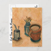 朝の最初の事クリケットDiane Coffee Art ポストカード (正面/裏面)