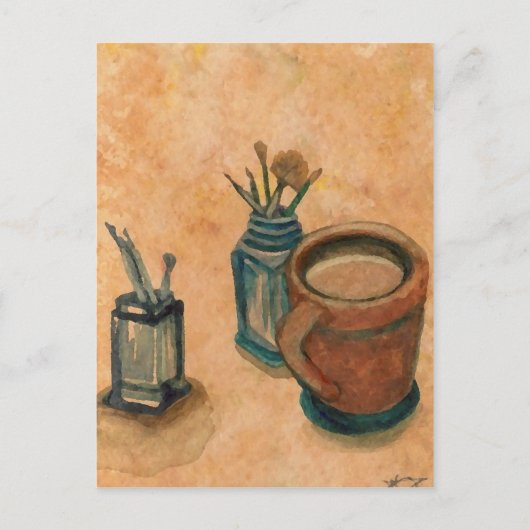 朝の最初の事クリケットDiane Coffee Art ポストカード (正面)