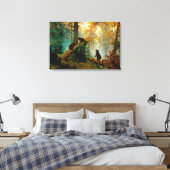 朝の松の木の熊のカッブ・シシュキン キャンバスプリント (インサイチュ (寝室))