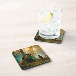 朝の松の木の熊のカッブ・シシュキン コースター