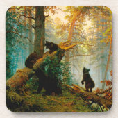朝の松の木の熊のカッブ・シシュキン コースター (正面)