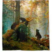 朝の松の木の熊のカッブ・シシュキン シャワーカーテン (正面)