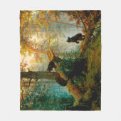 朝の松の木の熊のカッブ・シシュキン フリースブランケット (正面)