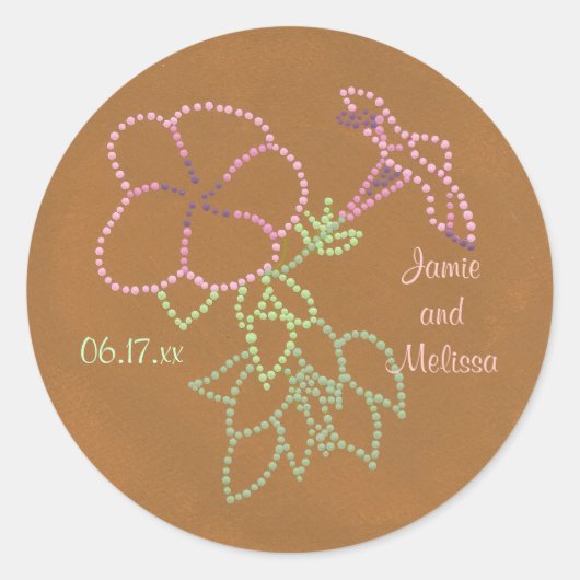 朝の栄光，結婚式の日付のシールを保存 ラウンドシール (正面)