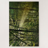 朝の森の素晴らしい夕日 ジグソーパズル (縦)